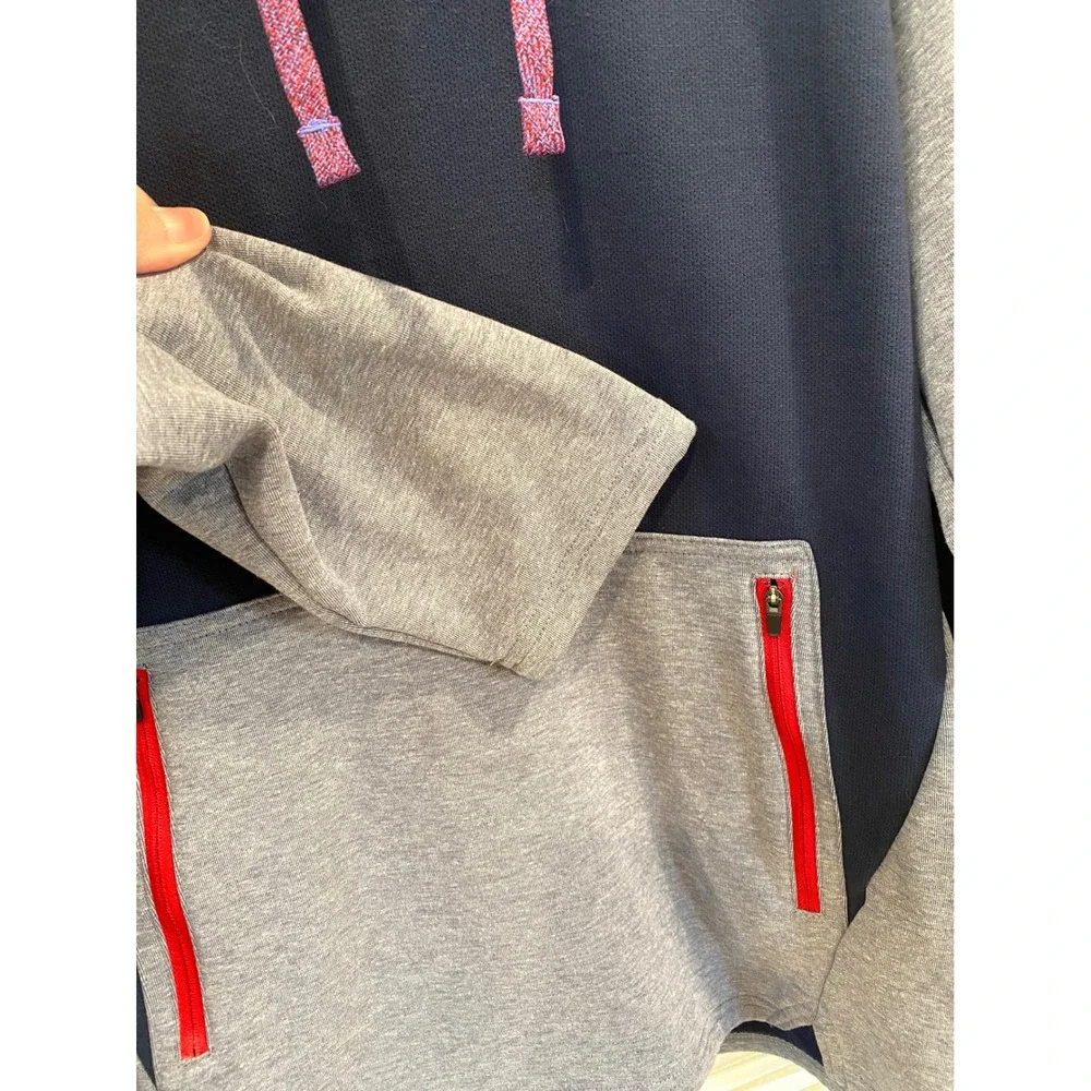 Nike Mens Hoodie Therma-FIT Colorblock Navy Grey Fleece Lined‎ DD2112-451 Large
